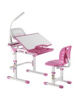 Комплект парта и стул SET Holto-12 с лампой белый/розовый  